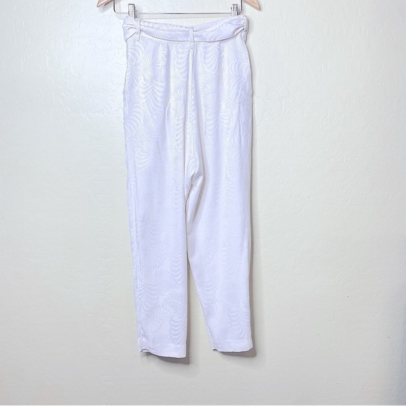 H&M Cream Ankle Length Trousers Pants with Belt & Pockets Size 6 - Picture 4 of 8